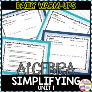 Algebra 1 Warm Ups Simplifying Expressions