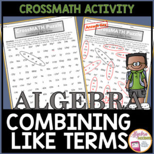 Simplifying Algebraic Expressions | Combining Like Terms CrossMATH Puzzle