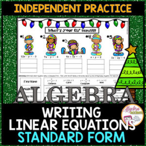 Christmas Algebra 1 Writing Linear Equations in Standard Form Practice Activity
