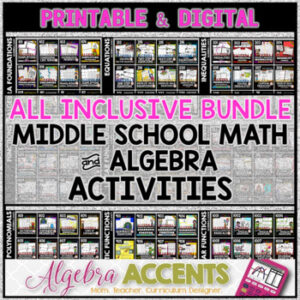 BACK TO SCHOOL | ENTIRE STORE Middle School Math & Algebra 1 Activities