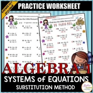 Solving Systems of Equations using the Substitution Method Practice Riddle