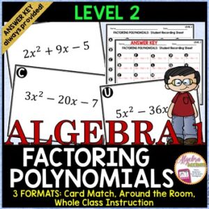 Factoring Trinomials Level 2 Card Match