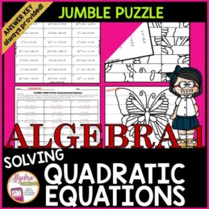 Solving Quadratic Equations Jumble Puzzle