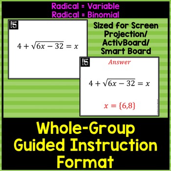 Solving Radical Equations Task Cards LEVEL 2 – Algebra Accents