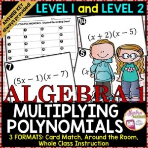Multiplying Binomials Card Match LEVEL 1 and LEVEL 2 Bundle