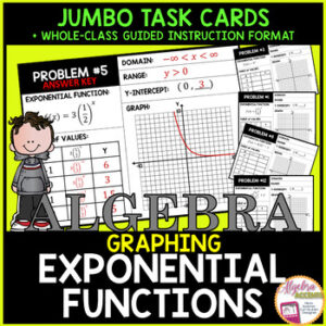 Graphing Exponential Functions Review Jumbo Task Cards