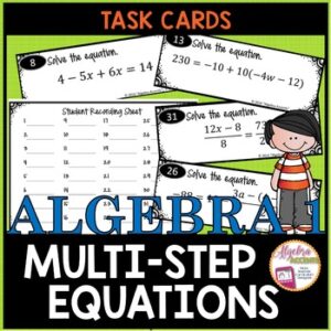 Solving MultiStep Equations Task Cards