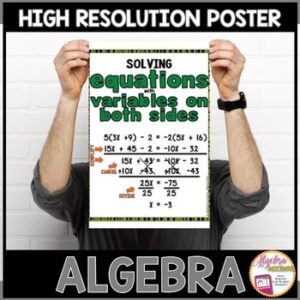 Algebra Poster Solving Equations with Variables on Both Sides