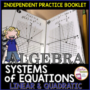 Graphing Linear and Quadratic Systems of Equations Practice Foldable Booklet