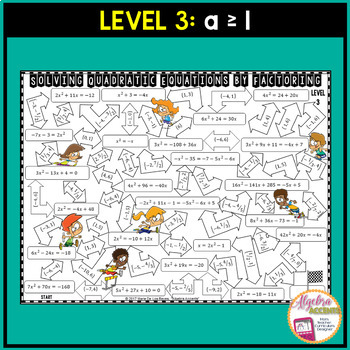 Solving Quadratic Equations by Factoring Mazes plus Google Slides ...