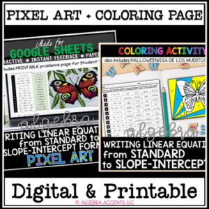 Standard to Slope Intercept Form | Linear | Pixel Art Math Activity