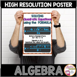 Algebra Poster Quadratic Formula | Quadratic Functions