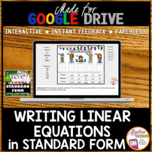 Christmas Math Algebra 1 Writing Linear Equations in Standard Form Activity