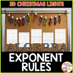 CHRISTMAS ALGEBRA 1 Laws of Exponents Exponent Rules Christmas Math Activity