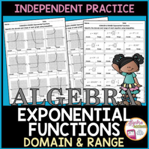 Exponential Functions Domain and Range from Graphs and Equations Practice