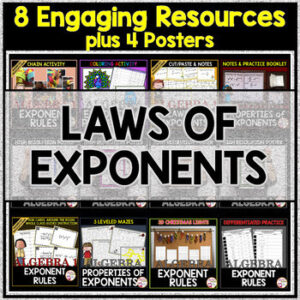 BACK TO SCHOOL | ALGEBRA 1 LAWS OF EXPONENTS Bundle
