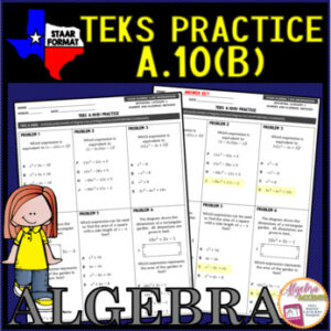 Algebra 1 STAAR TEKS A.10B Multiplying Polynomials