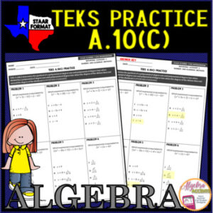Algebra 1 STAAR TEKS A.10C Dividing Polynomials