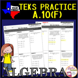 Algebra 1 STAAR TEKS A.10F Factoring Polynomials