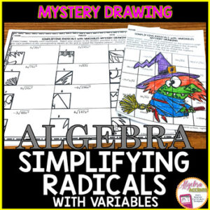 Halloween Algebra 1 Simplifying Radicals with Variables Math Activity
