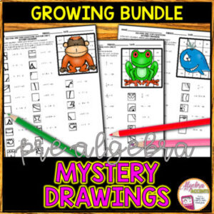 BACK TO SCHOOL | Pre Algebra Mystery Picture Drawings GROWING BUNDLE