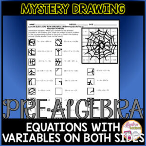 Halloween Algebra 1 Solving Equations Variables on Both Sides Math Activity