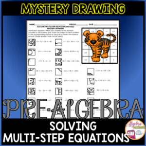 Solving Multi Step Equations (Beginner Level) Mystery Picture Drawing