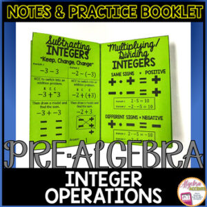 Integer Operations Notes and Practice Foldable Pre Algebra Booklet