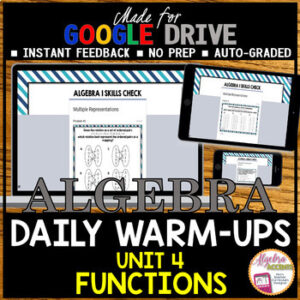 Functions Algebra 1 Warm Ups GOOGLE FORMS