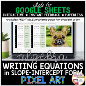 Digital Pixel Art Math Writing Linear Equations in Slope Intercept Form