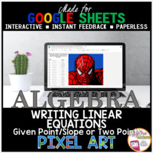 Digital Pixel Art Math Writing Linear Equations Point Slope Two Points