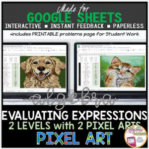 Google Sheets Digital Pixel Art Math Evaluating Algebraic Expressions