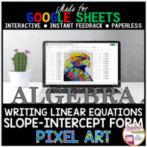 Google Sheets Digital Pixel Art Math Writing in Slope Intercept Form