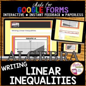 GOOGLE FORMS Algebra 1 Writing Linear Inequalities from Graphs