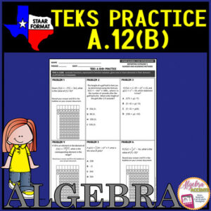 Algebra 1 STAAR TEKS A.12B Evaluating Functions in Function Notation