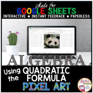 Google Sheets Digital Pixel Art Math Solving using the Quadratic Formula
