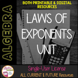 BACK TO SCHOOL | Algebra 1 Curriculum | Laws of Exponents | Printable & Digital