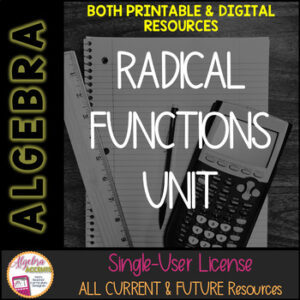 BACK TO SCHOOL | Algebra 1 Curriculum Radical Functions | Printable and Digital