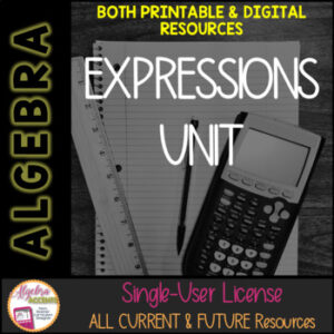 BACK TO SCHOOL | Algebra 1 Curriculum Expressions Unit | Printable and Digital