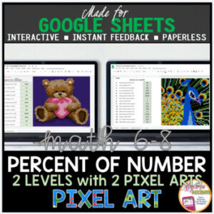 VALENTINES DAY Math Percent of a Number Google Sheets Digital Pixel Art Activity