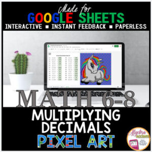Google Sheets Digital Pixel Art Math Multiplying Decimals