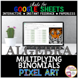 Google Sheets Digital Pixel Art Math Multiplying Binomials