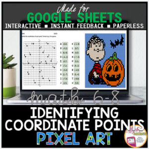 Halloween Identifying Coordinate Points Digital Pixel Art Math Activity