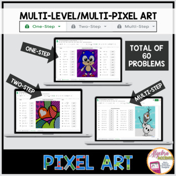 Google Sheets Digital Pixel Art Math Solving Equations with 3 Levels ...