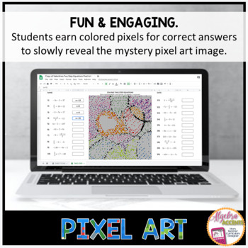 Google Sheets Digital Pixel Art Math Solving Equations with 3 Levels ...