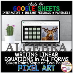 Digital Pixel Art Math Writing Linear Equations given a Point and Slope