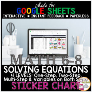 Google Sheets Math Solving Equations STICKER CHART
