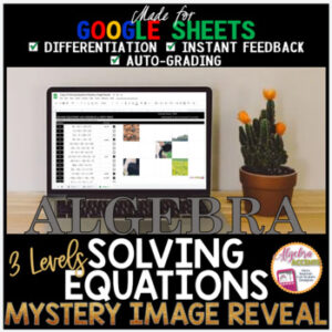 GOOGLE SHEETS 3 Levels Solving Equations MYSTERY IMAGE REVEAL