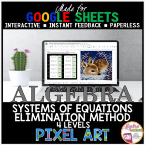 Google Sheets Digital Pixel Art Math Systems of Equations | Elimination Method