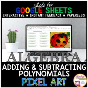 Google Sheets Digital Pixel Art Math Adding and Subtracting Polynomials